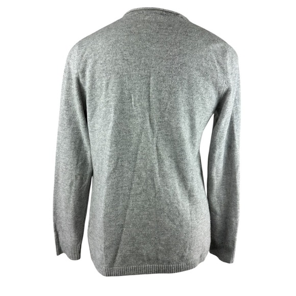 L.L. Bean 100% Cashmere Gray Open Front Cardigan Sweater Women's Medium Pockets - Picture 7 of 16